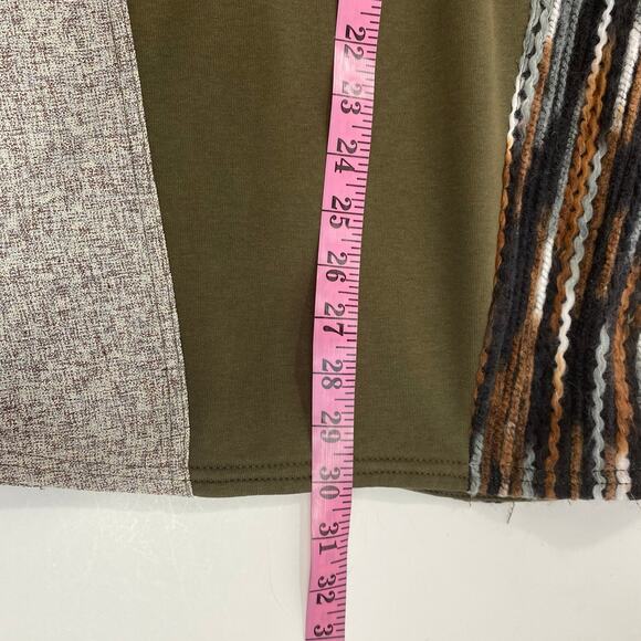 BKE Patchwork Sweater Women S Olive Green Cowl Neck Colorblock Dolman Sleeve - Picture 13 of 13